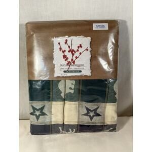 Natural Impressions La Jacquard Tablecloth 60x84 Oval Navy And Green Great North